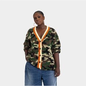 NWT KBB by KAHLANA Women's 'The Slouchy Cardigan' - Olive Camo XXL